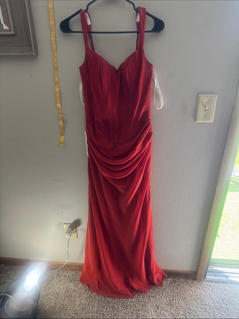 Azazie Red Draped Prom Gown